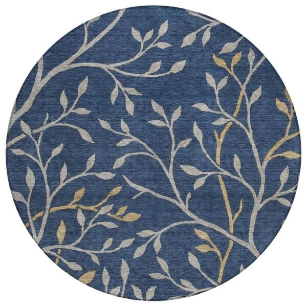 Chantille Machine Washable Indoor/Outdoor Abstract ACN3024 Navy 8 ft. x 8 ft. Round Rug