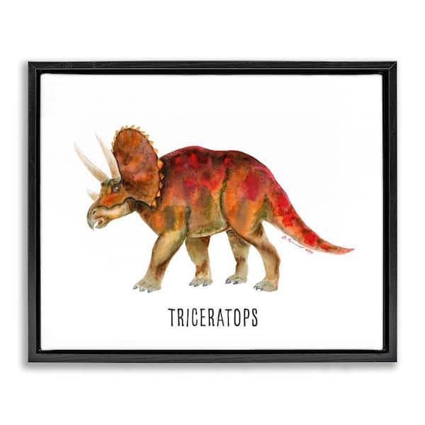 Stupell Industries Triceratops Dinosaur Learning by Brett Blumenthal Black Floater Frame Animal Graphic Art Print 25 in. x 31 in.