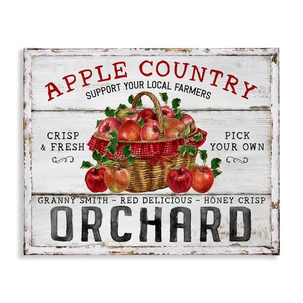 Stupell Industries Rustic Apple Orchard by Creatif Belle Unframed Graphic Typography Art Print 20 in. x 16 in.