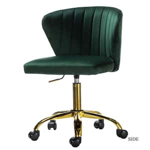 Ilia Modern Velvet up to 35 in. Swivel Adjustable Height Task Chair with Wheels and Channel-tufted Back -Green
