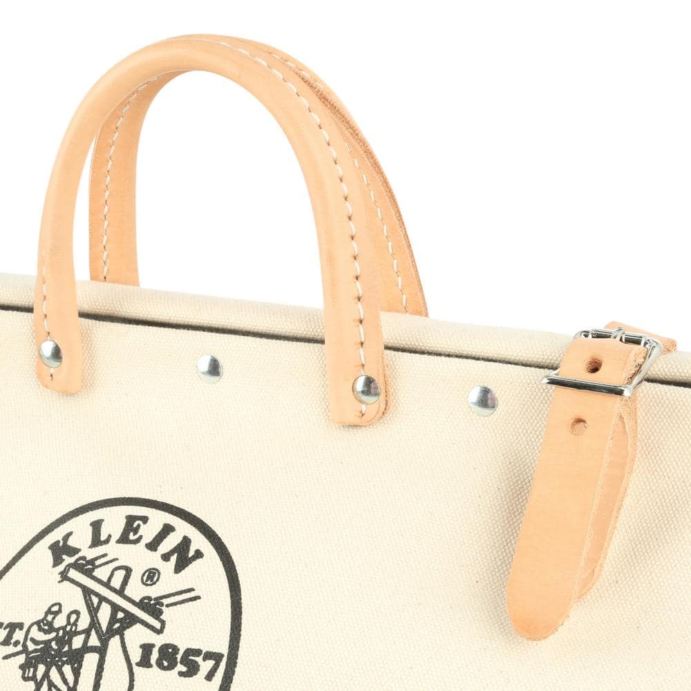Natural Canvas 18-Inch Tool Bag with 13 Pockets and Vinyl Bottom