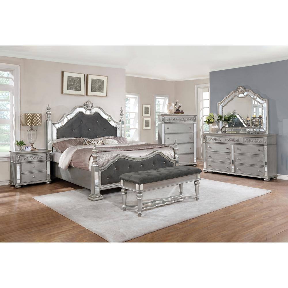 Best Quality Furniture Bonita 3Drawer Grey Nightstand B810NS The Home Depot