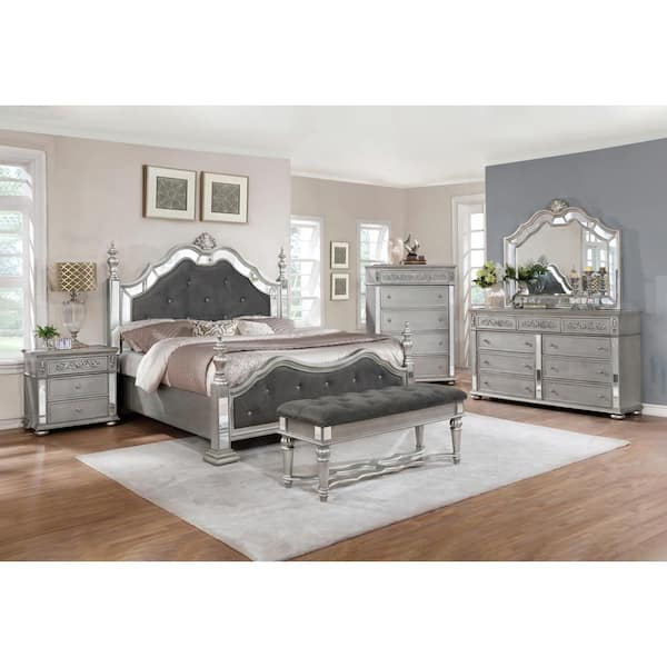 Best Quality Furniture Bonita 3-Drawer Grey Nightstand