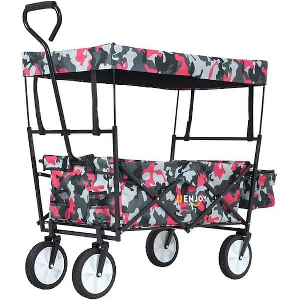 Tunearary 3.6 cu. ft. Folding Metal Garden Cart Outdoor Camouflage Wagon