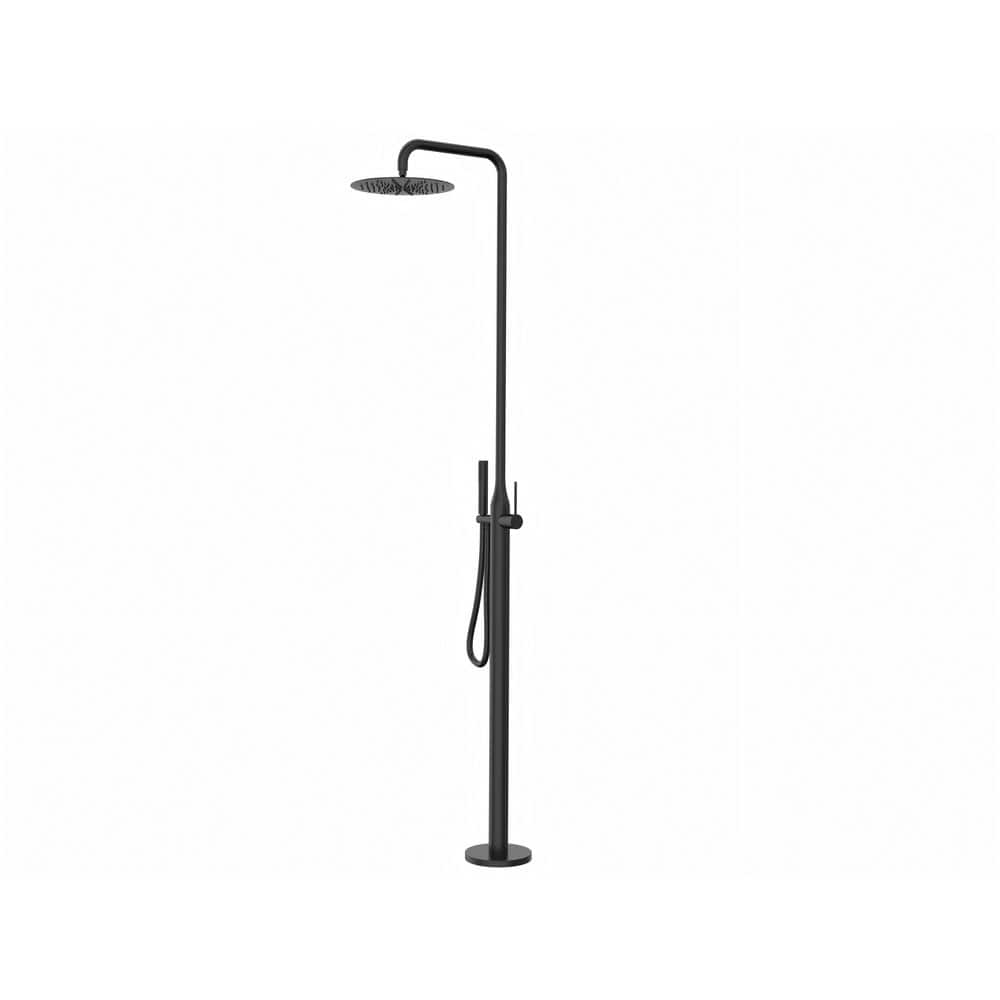 84 in. H Outdoor Exposed Single-Handle Freestanding Tub Faucet Floor Mount Shower Faucet with Shower Head in Matte Black price history on PriceWatchPro