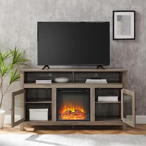 Modern Farmhouse Tall Electric Fireplace TV Stand for TV's Up to 64 in. in Grey Wash