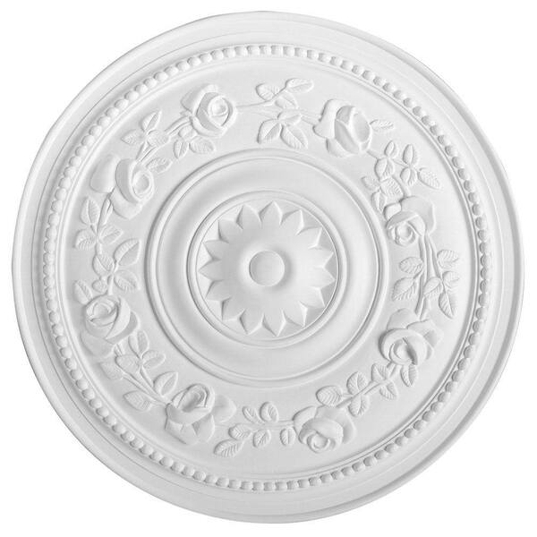 American Pro Decor European Collection 15-3/4 in. x 1 in. Floral Roses and Rounded Beads Polyurethane Ceiling Medallion