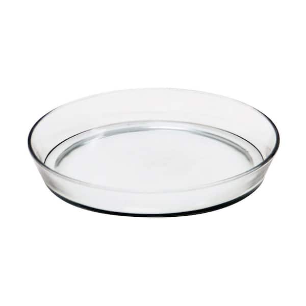 Round Glass Saucer Tray for Indoor and Outdoor Gardening, 10.5 in. Tall, Clear