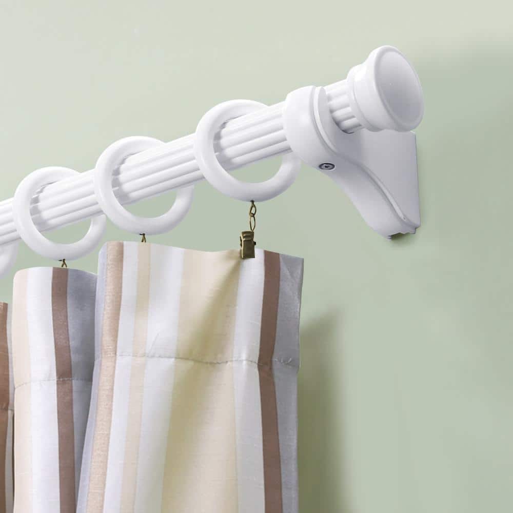 White Wood Curtain Rod Finial Set of 2