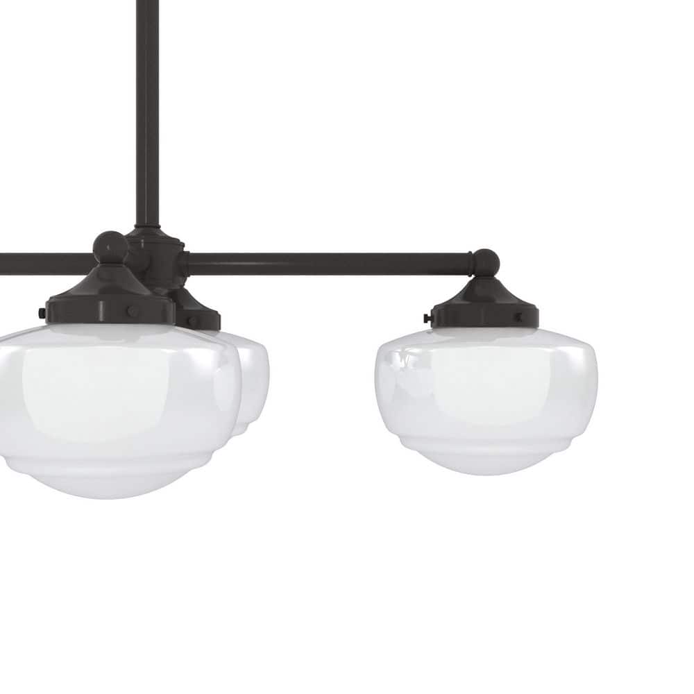 Noble Bronze 52" 7-Light Linear Chandelier with Glass Globes