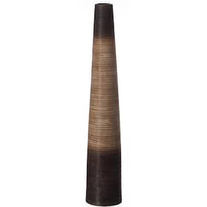 47 in. Tall Handcrafted Brown Ceramic Floor Vase - Waterproof Cylinder-Shaped Freestanding Design