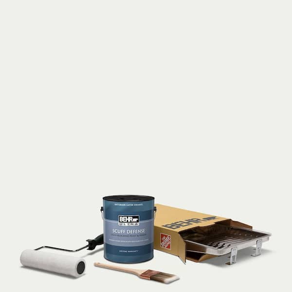 BEHR 1 gal. #57 Frost Extra Durable Satin Enamel Interior Paint and 5-Piece Wooster Set All-in-One Project Kit