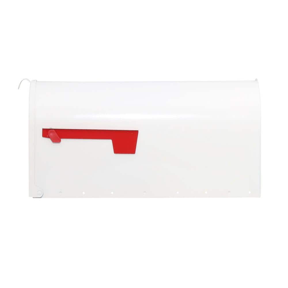 Elite Large White Steel Post Mount Mailbox