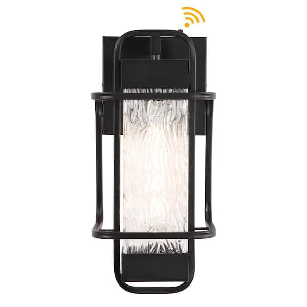Pia Ricco Black Dusk to Dawn Outdoor Hardwired Wall Lantern Sconce with No Bulbs Included