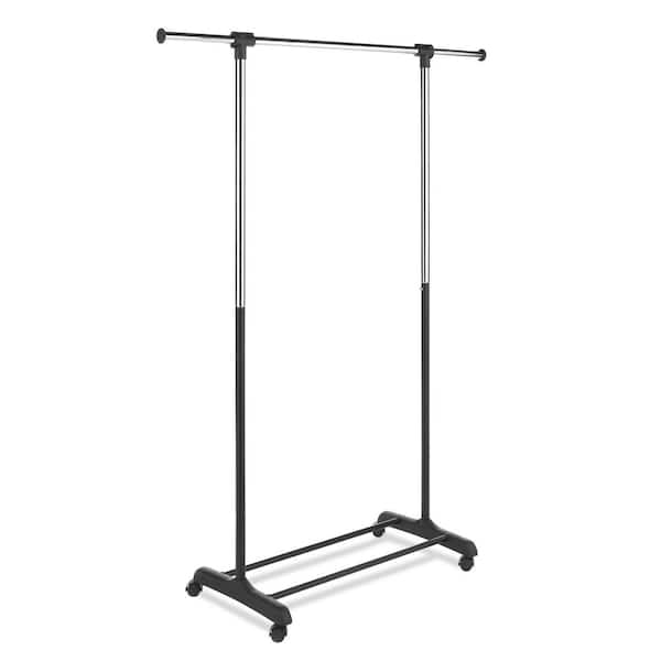Extendable 66 in. H x 48 in. W x 18.3 in. D Garment Rack in Chrome and Ebony