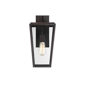 Milton 8 in. W x 16.5 in. H 1-Light English Bronze Hardwired Outdoor Wall Lantern Sconce with Clear Glass