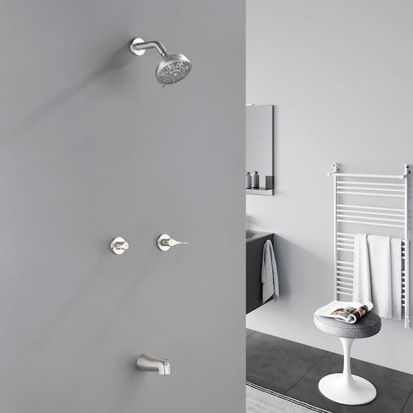 Vara 2 Handle 6-Spray 2-Way Tub and Shower Faucet 1.8 GPM in Brushed Nickel Valve Included
