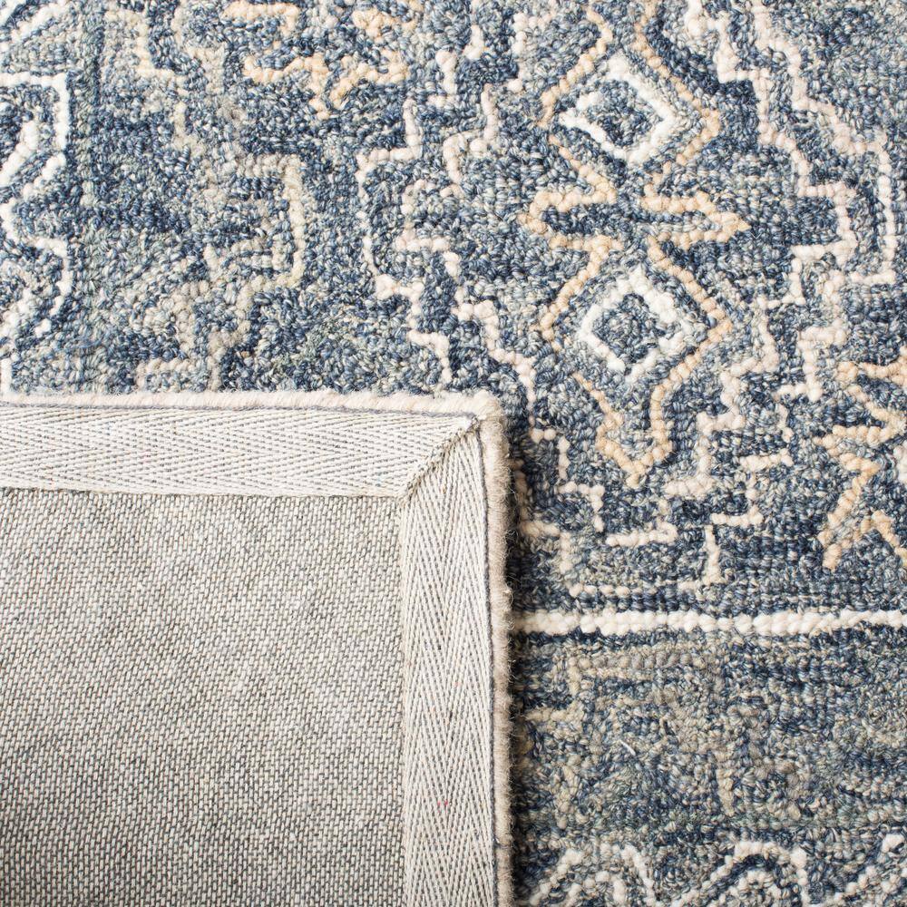 Handmade Blue Floral Tufted Wool 8' x 10' Area Rug
