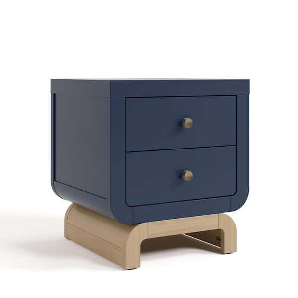 Santorini Midnight Blue with Driftwood 2 Drawer Nightstand