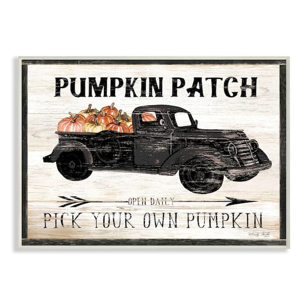 Stupell Industries "Pumpkin Patch Farm Sign Fall Harvest Picking" by Cindy Jacobs Unframed Print Nature Wall Art 10 in. x 15 in.