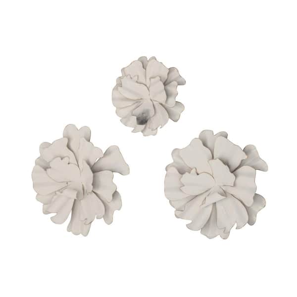 Litton Lane Set of 3 Eclectic 13, 17, and 19 inch white flower