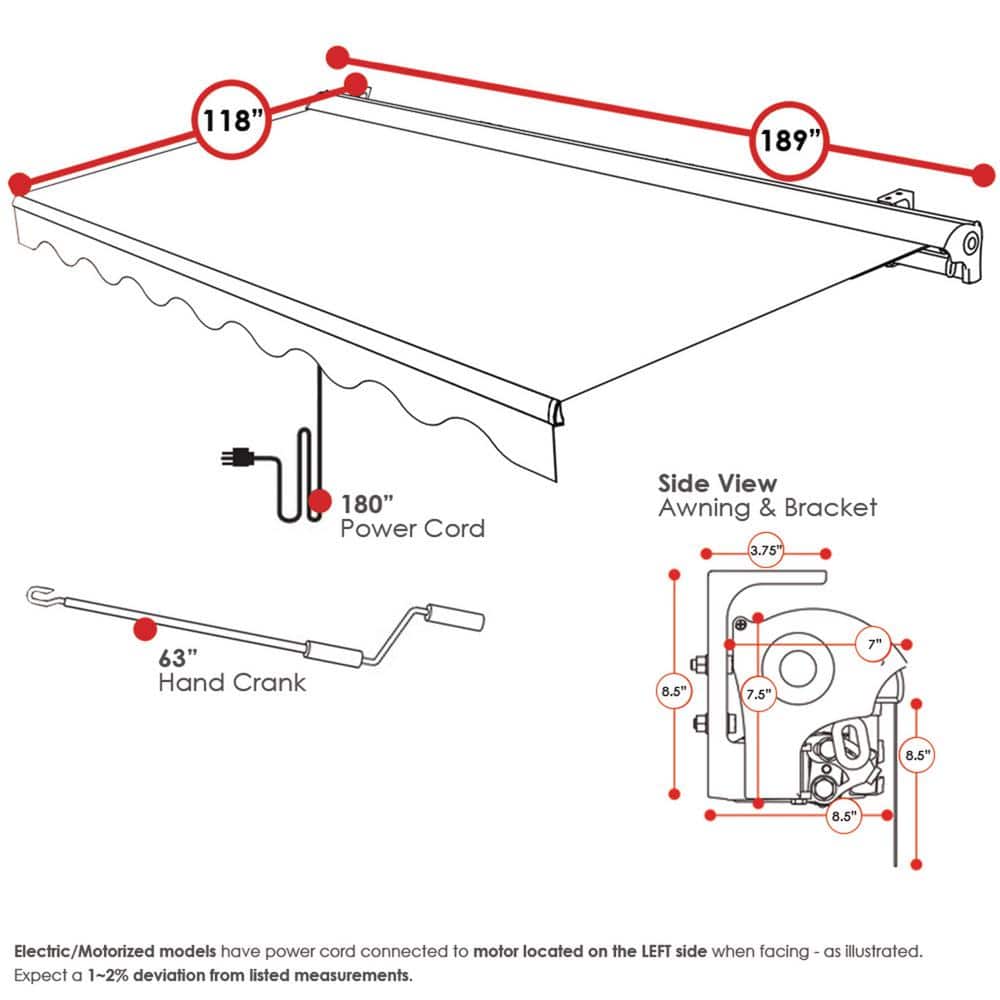 Heather Gray Motorized Retractable Patio Awning with Acrylic Fabric