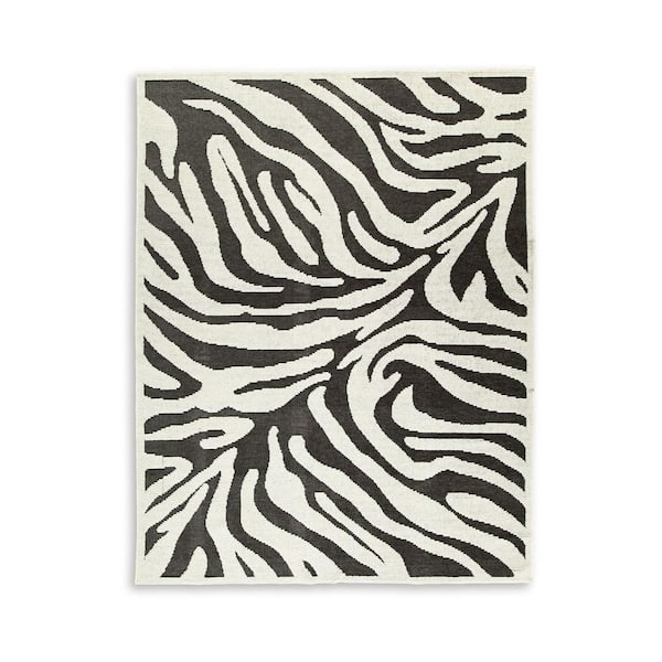 Benjara Thom 8 X 10 Black And White Geometric Area Rug Bm318230 - The 