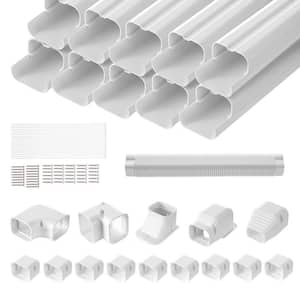 Mini Split Line Set Cover 3 in. W 17.7 ft. L PVC Decorative Pipe Line Cover For Air Conditioner with 10 Straight Ducts