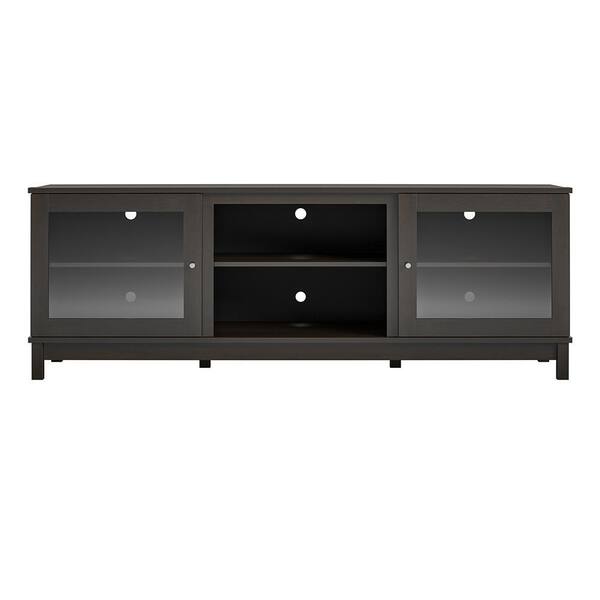 Ameriwood Home Andele 71 in. Espresso Particle Board TV Stand Fits TVs Up to 70 in. with Storage Doors