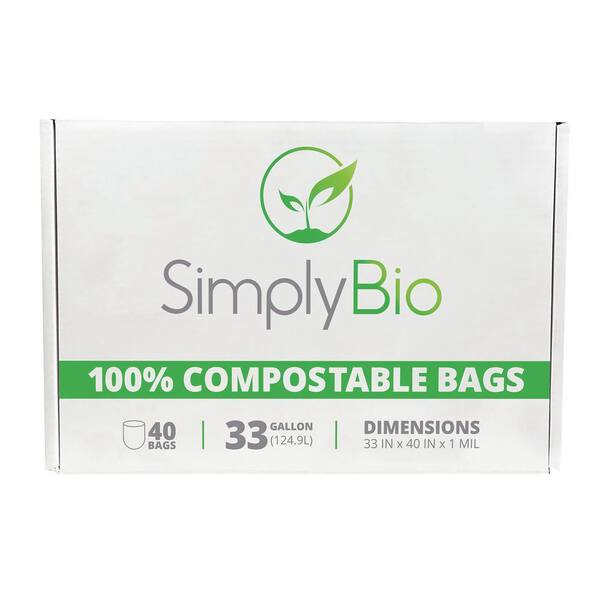Simply Bio 13 Gal. Compostable Trash Bags with Flat Top, Heavy-Duty, 0.87  MIL,50-Count