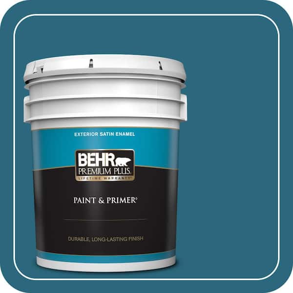 BEHR PREMIUM PLUS 5 gal. #M480-7 Ice Cave Satin Enamel Exterior Paint & Primer
