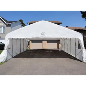 20 ft. x 20 ft. x 10.5 ft. White Steel Garage Without Floor