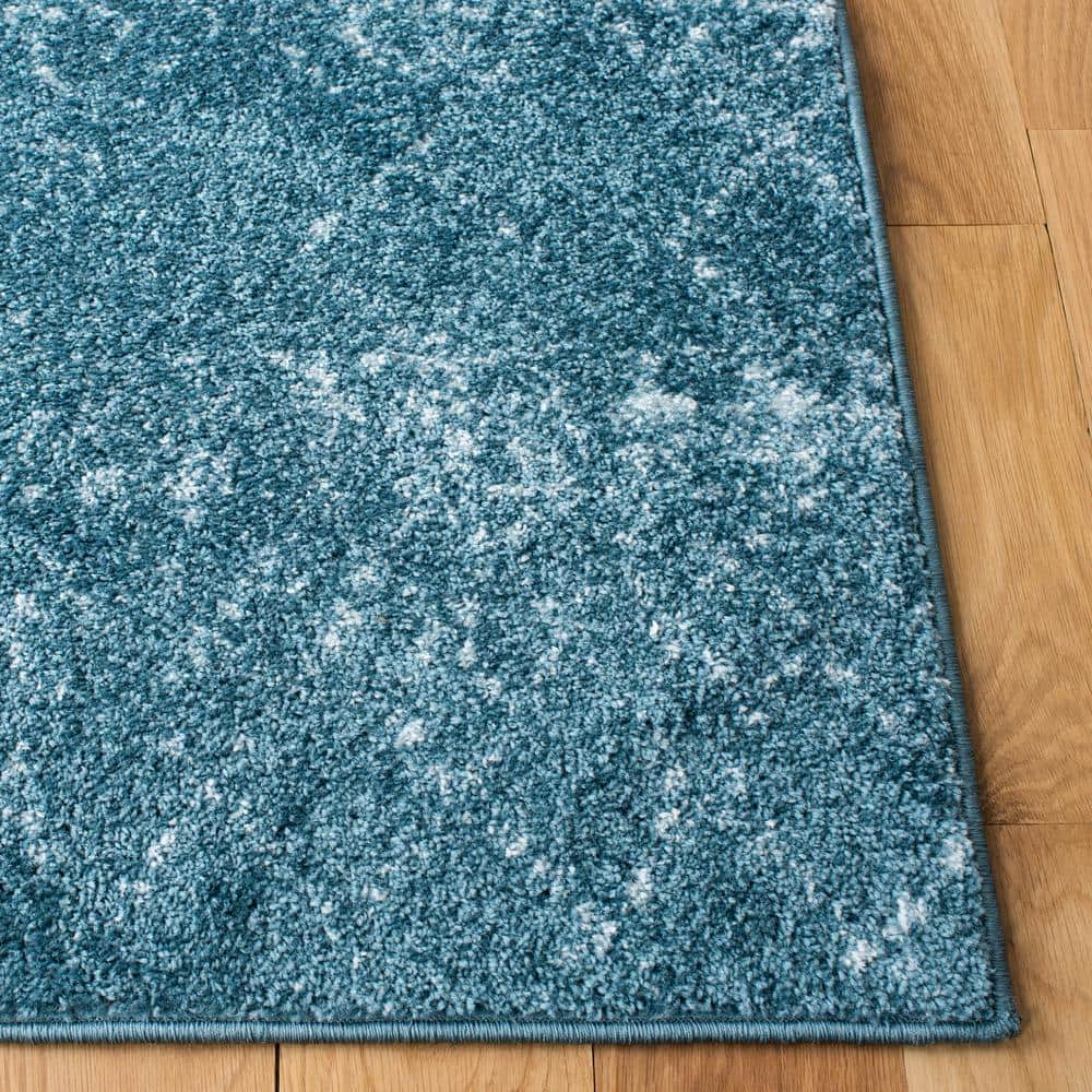 Reversible Turquoise/Blue Synthetic 8' x 10' Hand-knotted Area Rug