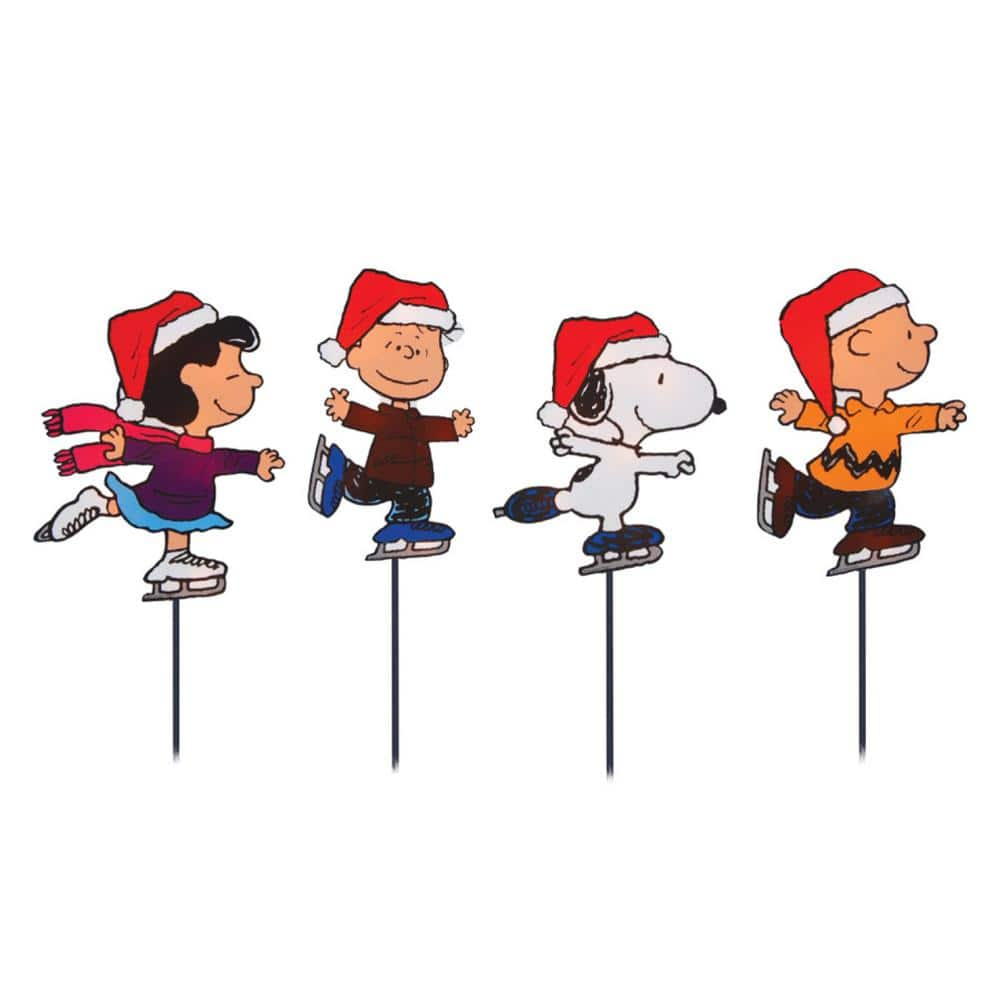 Northlight Pre-Lit Snoopy Dog and Peanuts Ice Skating Christmas Pathway Lights - Clear Lights (Set of 4)