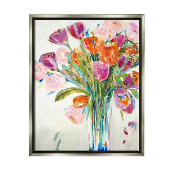The Stupell Home Decor Collection Rose and Tulip Bouquet Spring Flower Expression by Third and Wall Floater Frame Nature Wall Art Print 21 in. x 17 in.