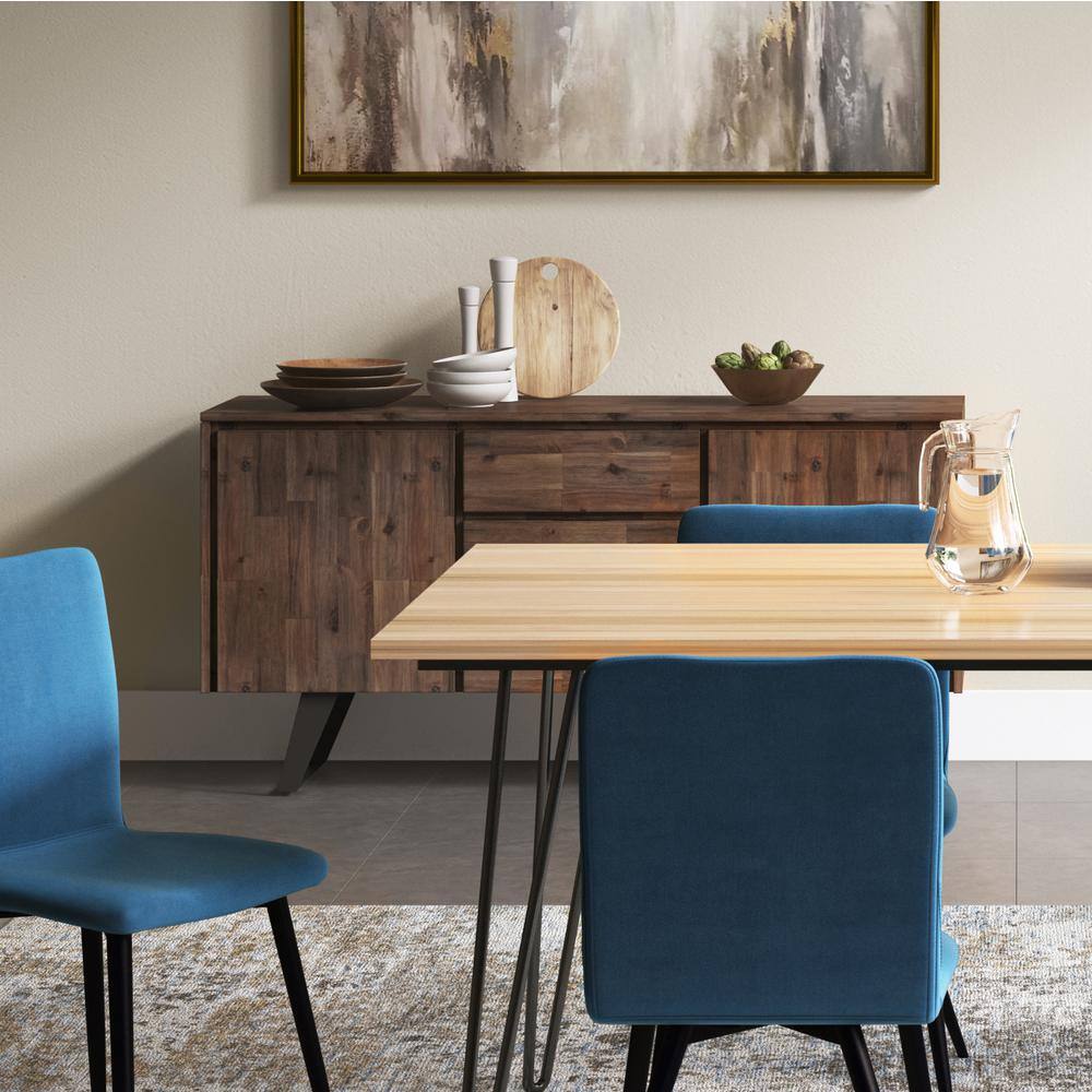 Lowry 66'' Distressed Charcoal Solid Acacia & Metal Sideboard