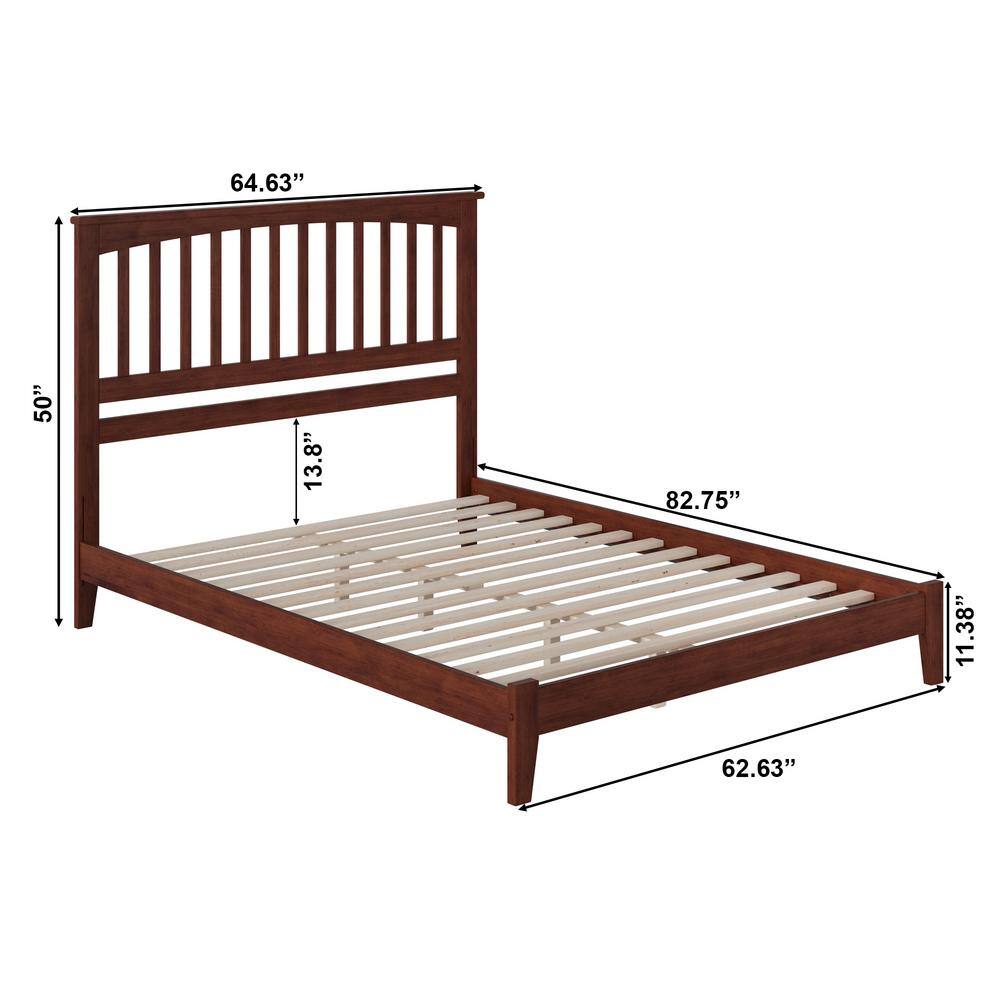 Walnut Queen Mission Wood Platform Bed with Headboard