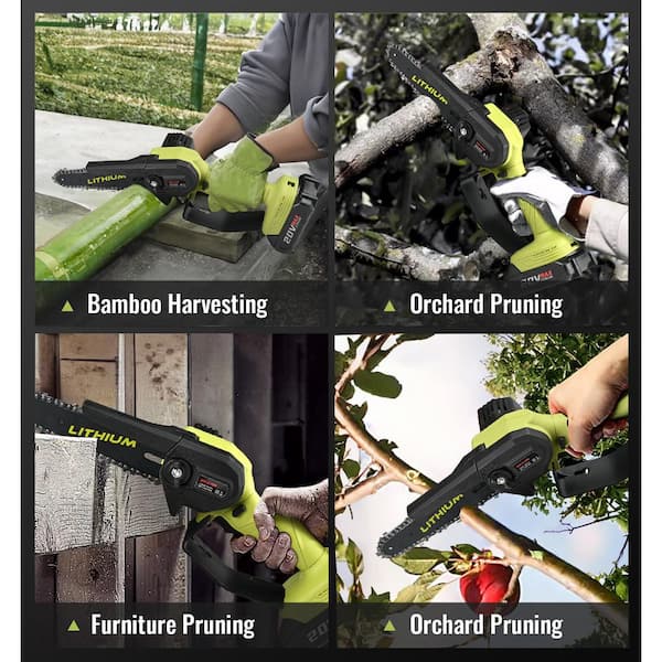 NVNOO 15 in. Garden Mini Chainsaw with 2 Battery Margin Trowel