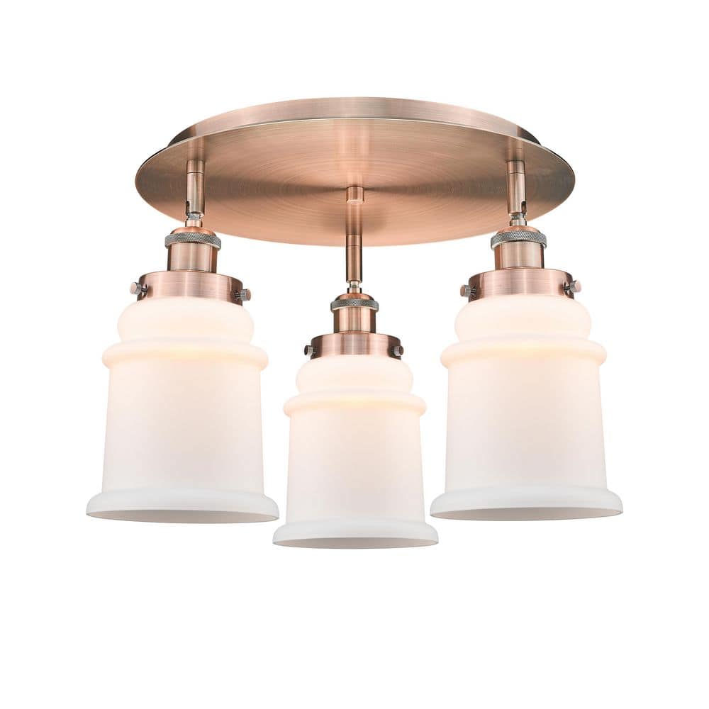 Canton 17.75 in. 3-Light Antique Copper Industrial Flush Mount with Seeded Glass Shade price history on PriceWatchPro