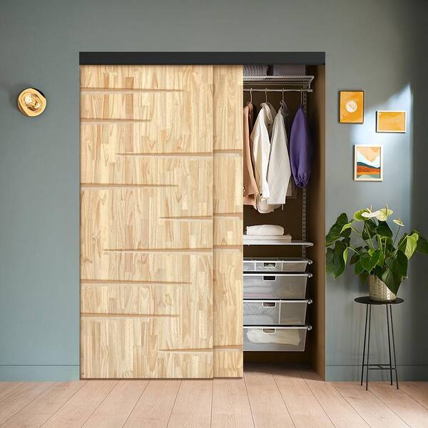 CALHOME 72 in. x 80 in. Hollow Core Natural Pine Wood Unfinished