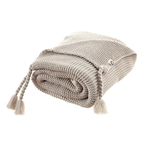 Garrison Sand Wool-Like Acrylic 50 in. x 60 in. Throw Blanket
