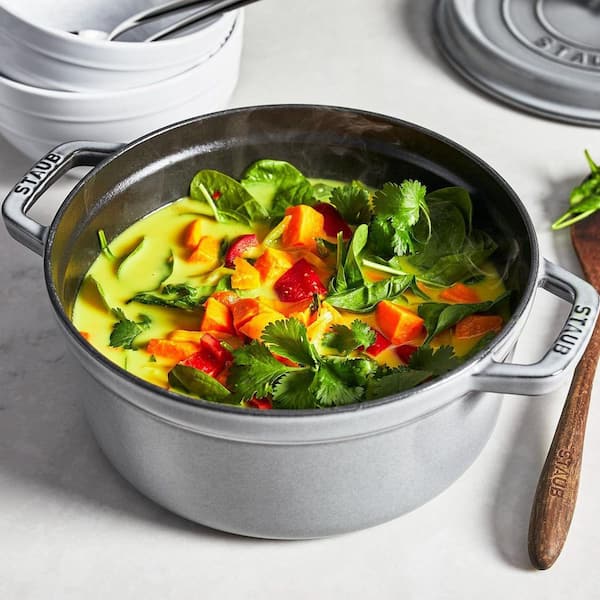 staub Cast Iron 4 qt. Round Cast Iron Dutch Oven in Graphite Grey