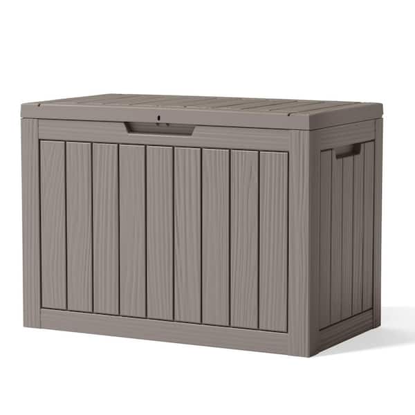 Unbranded 45 Gal. Light Brown Resin Deck Box with Lockable Lid