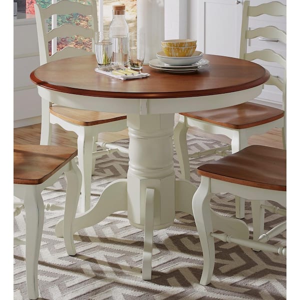 French Countryside Oak and Rubbed White Dining Table