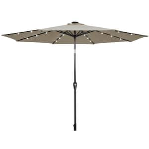 10 ft. Table Market Yard Outdoor Patio Umbrella with Solar LED Lights in Tan