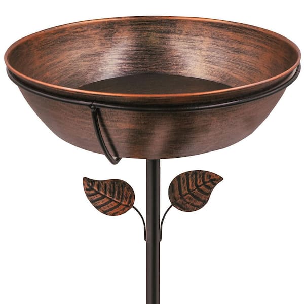 36 in. Bronze Metal Bird Bath with 13 in. Dia. x 3 in. D Removable Bowl and Stable Stake for Garden, Yard and Lawn