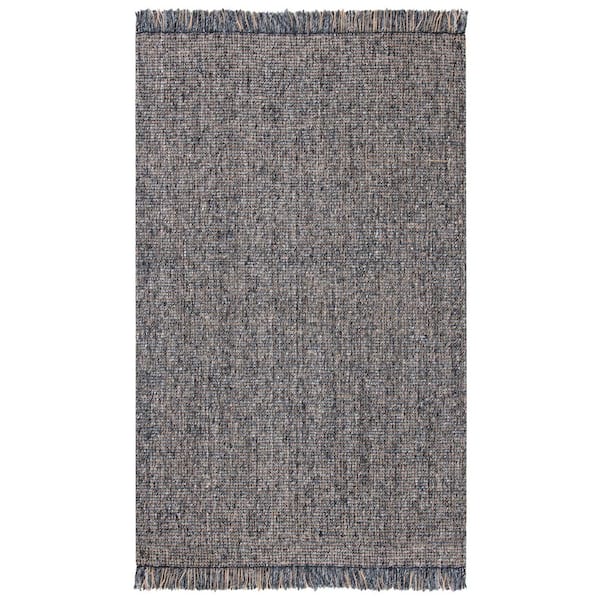 SAFAVIEH Natural Fiber Charcoal/Beige Doormat 2 ft. x 4 ft. Woven Thread Area Rug