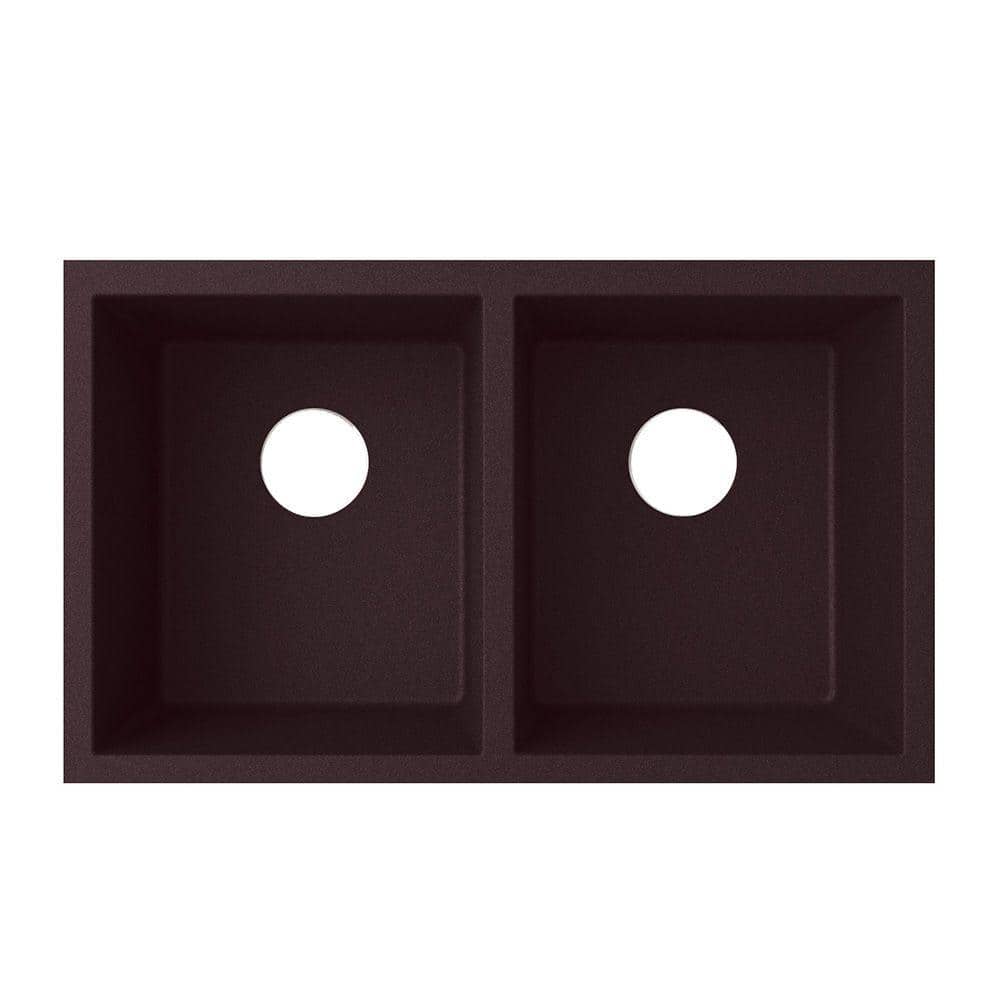 Undermount Granite 32 in. 0-Hole 50/50 Double Bowl Kitchen Sink in Espresso price history on PriceWatchPro