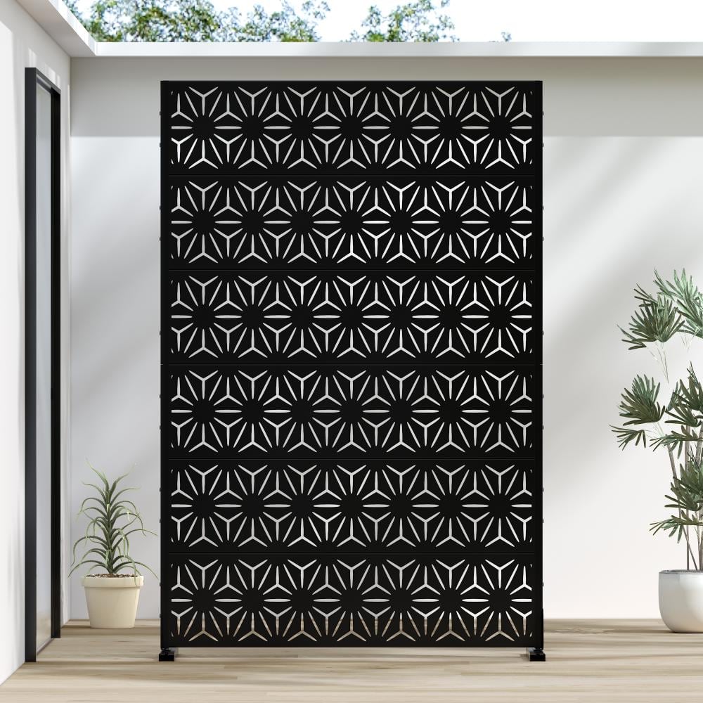 72 in. x 47 in. Black Galvanized Steel Privacy Screen Fence Panels for Outdoor Garden Patio price history on PriceWatchPro