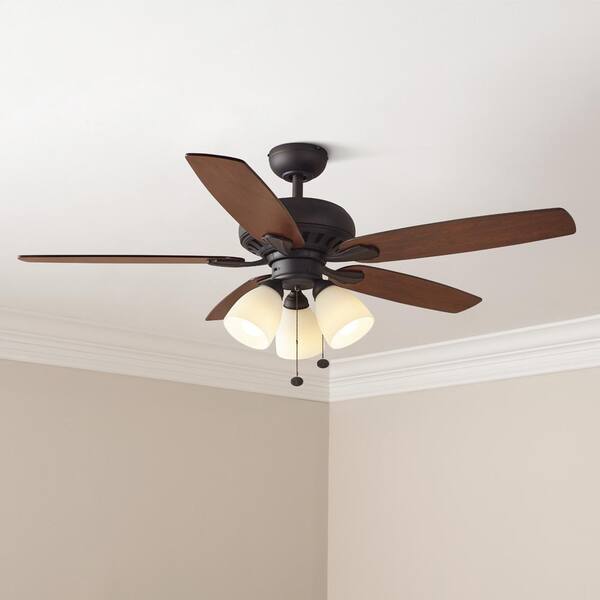 Rockport 52 in. Indoor LED Oil top Rubbed Bronze Ceiling Fan with Light